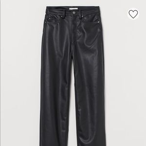 Black faux leather pants